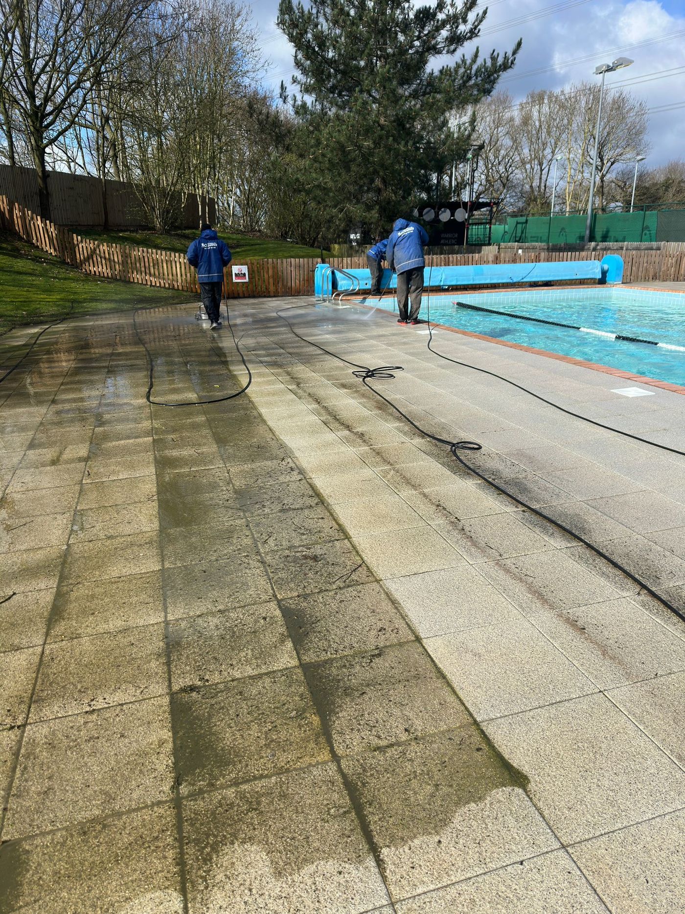 Pressure washing the terrace at David Lloyd