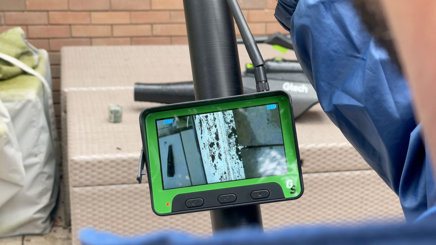 Close-up gutter cleaning